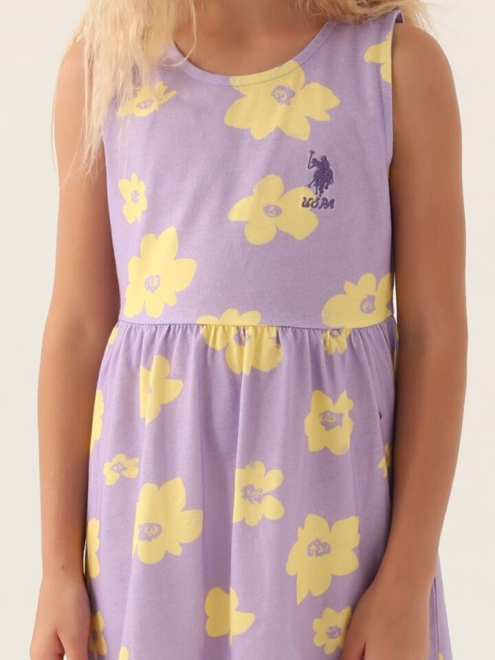 U.S. Polo Assn. Lisanslı Floral Dress Lila Kız Çocuk Gecelik